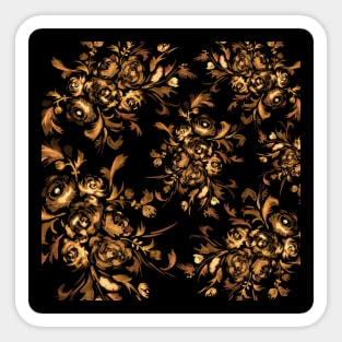 Golden Roses on Black Pattern Sticker